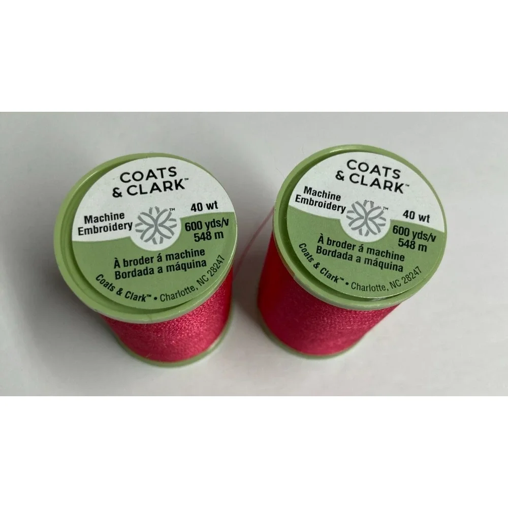 Coats & Clark Thread Pink Machine Embroidery Polyester S965  600 Yds x 2 Spools